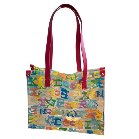 Dooney & Bourke Multicolor Scribble Pink Leather Shopper Tote Purse - Picture 3 of 7